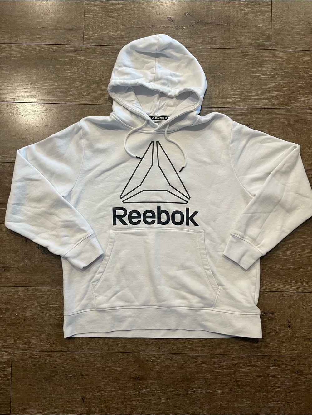 Reebok White Pullover Hoodie with Black Logo